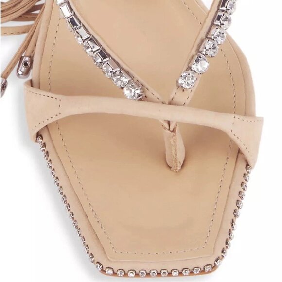SCHUTZ-Vikki Crystal-Strappy/Convertible Heels-Light Nude Nubuck-Sz 9-NWOB - Picture 5 of 12